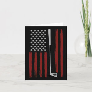 Retro American Flag Golf Golfer Funny Golf Club Go Card