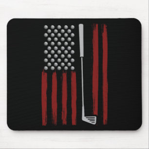 Retro American Flag Golf Golfer Funny Golf Club Go Mouse Mat