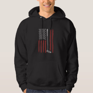 Retro American Flag Golf Golfer Funny Golf Club  Hoodie