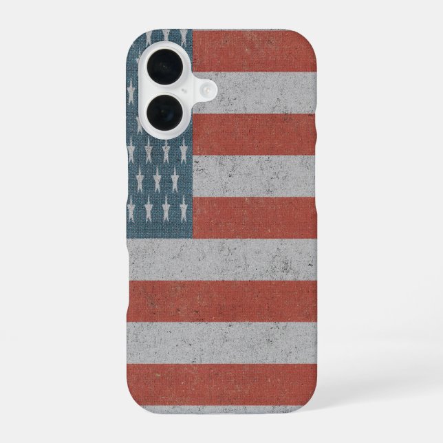 Retro American Flag  iPhone 16 Case (Back)