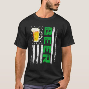 Retro American Flag Irish Beer Hobbies St Patrick T-Shirt