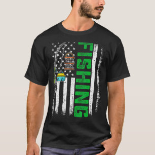 Retro American Flag Irish Fishing Hobbies St Patri T-Shirt