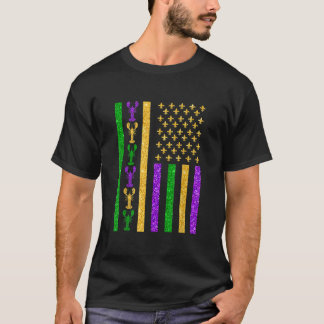 Retro American Flag Mardi Gras USA Flag Mardi Gras T-Shirt