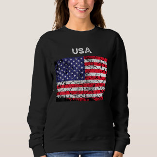 Retro American Flag Men Women 4th Of July Vintage  Sweatshirt