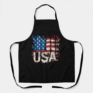 Retro American Flag USA 4th of July Apron