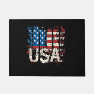 Retro American Flag USA 4th of July Doormat