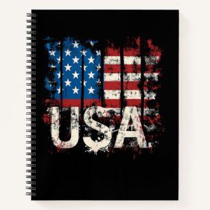 Retro American Flag USA 4th of July Notebook