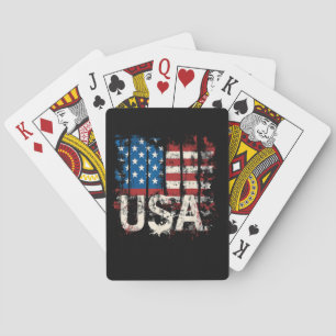 Retro American Flag USA 4th of July Playing Cards