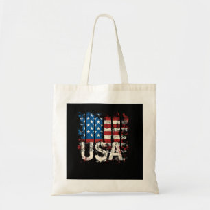 Retro American Flag USA 4th of July Tote Bag