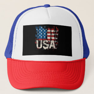 Retro American Flag USA 4th of July Trucker Hat