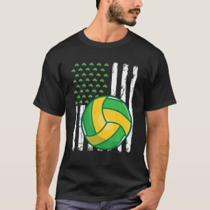 Retro American Flag Volleyball Sport St. Patrick's T-Shirt