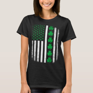 Retro american flag with shamrocks for st patricks T-Shirt