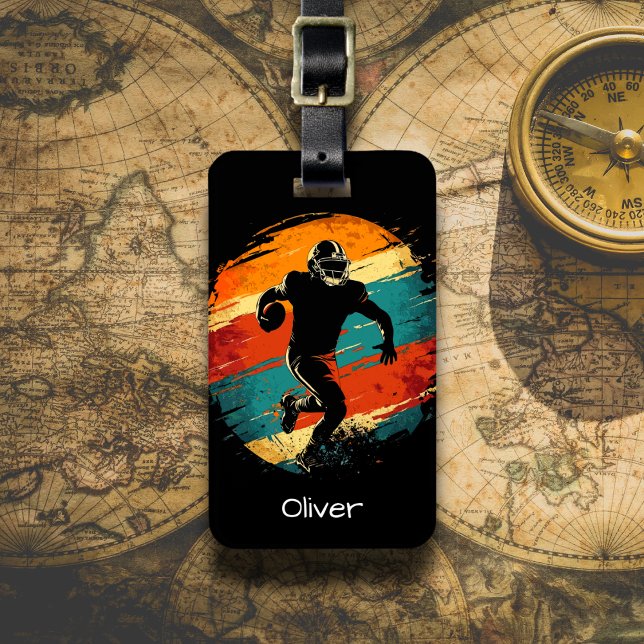 Retro American Football Player Luggage Tag (Creator Uploaded)