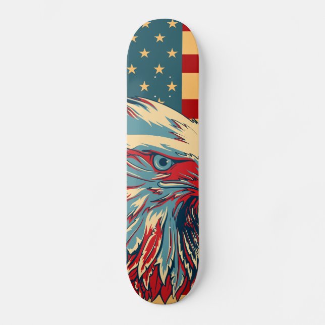 Retro American Pariotic Eagle Flag Skateboard (Front)