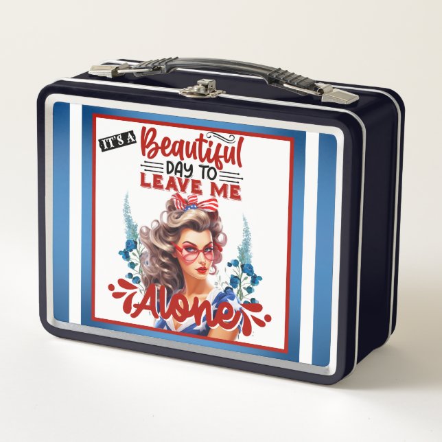 Retro American Pinup_ It's a Beautiful Day  Metal Lunch Box (Front)