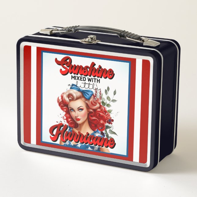 Retro American Pinup_ Sunshine Mixed  Metal Lunch Box (Front)