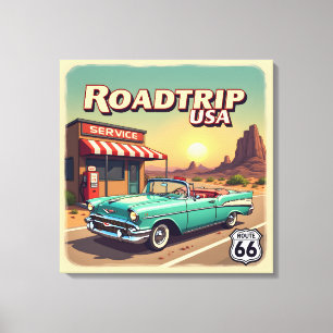 Retro American Road Trip Pop Art Canvas Print