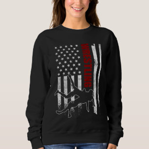 Retro American Wrestling Apparel US Flag Wrestling Sweatshirt