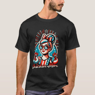Retro Americana Proud Patriotic Chicken Mum Red Wh T-Shirt