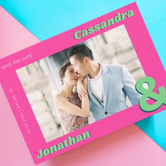 Retro Ampersand Unique Colourful Groovy Wedding    Save The Date (Creator Uploaded)
