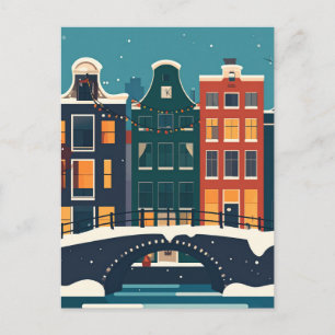 Retro Amsterdam City Art Canal Houses  Postcard
