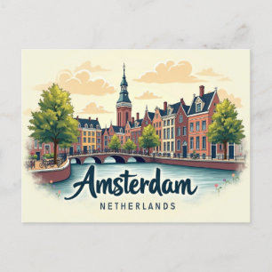 Retro Amsterdam Delight Postcard