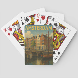 Retro Amsterdam Netherlands Grachten Playing Cards
