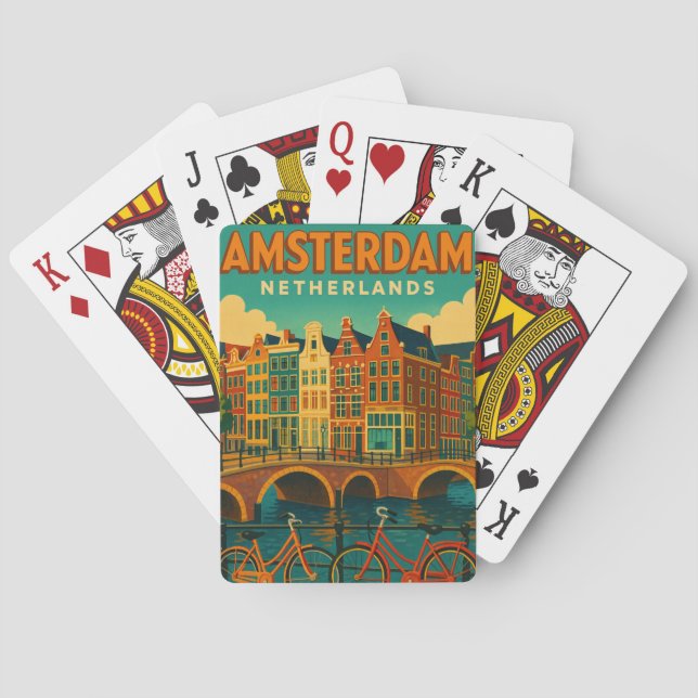 Retro Amsterdam Netherlands Playing Cards (Back)
