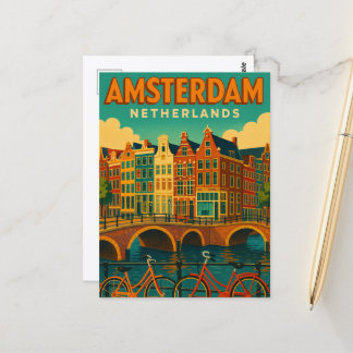 Retro Amsterdam Netherlands Postcard