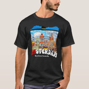 Retro Amsterdam Painting   Netherlands   Amsterdam T-Shirt