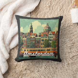 Retro Amsterdam Skyline Cushion