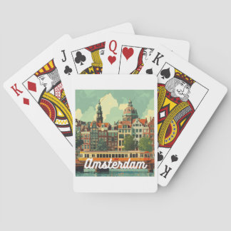 Retro Amsterdam Skyline Playing Cards