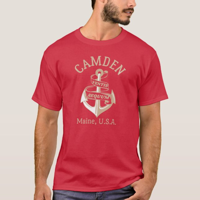 Retro Anchor Camden Maine USA T-Shirt (Front)