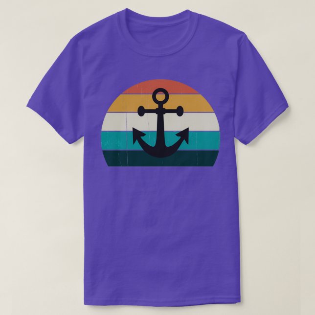 Retro Anchor Sunset Sea Family Cruise Boating Love T-Shirt (Design Front)