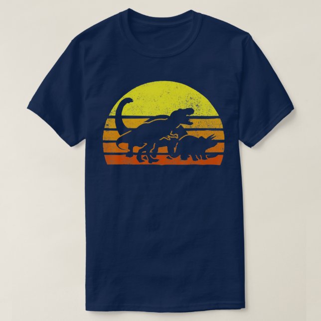 Retro Ancient Dinosaurs Art Vintage Sunset T-Shirt (Design Front)