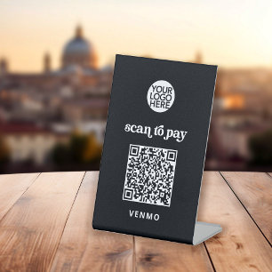 Retro and Boho Contactless Scan to Pay QR Code Pedestal Sign