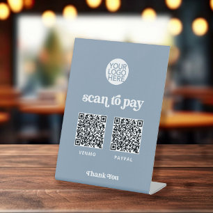 Retro and Boho Two Ways to Pay Scannable QR Code Pedestal Sign