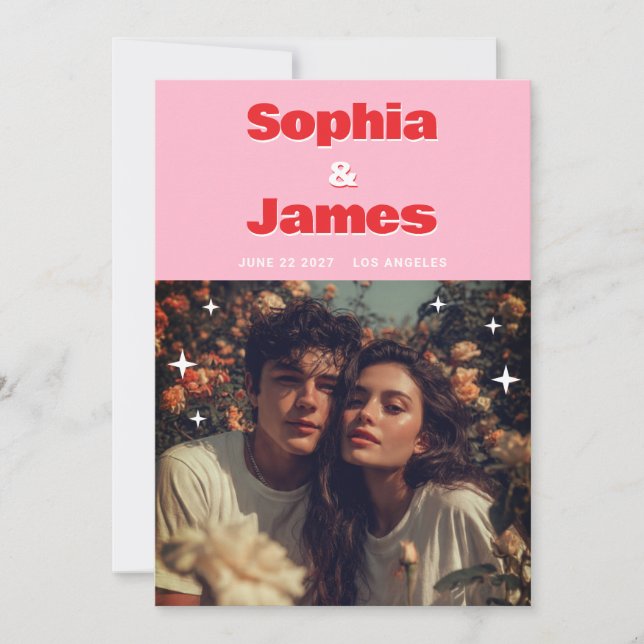 Retro and Bold Typography Save the Date (Front)