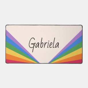 Retro and Minimalist Rainbow Typography Desk Mat
