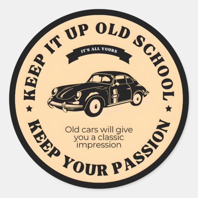 Retro and vintage cars classic round sticker (Front)