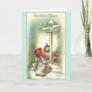 Retro Angel Going to Bethlehem Christmas Card