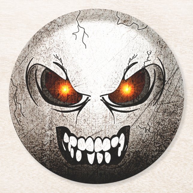 Retro Angermoji Round Paper Underside Round Paper Coaster (Front)