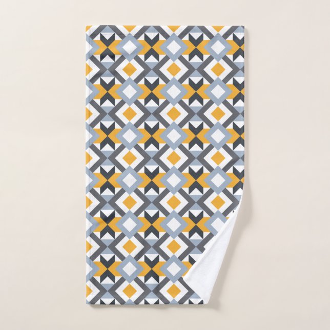 Retro Angles Abstract Geometric Pattern Hand Towel (Hand Towel)