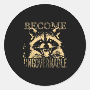 Retro Angry Racoon Become Ungovernable Trash Pand Classic Round Sticker