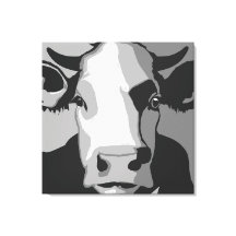 Retro Animal Pop Art Cow Portrait in Black & White