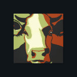 Retro Animal Pop Art Cow Portrait in Cowmoflage Canvas Print<br><div class="desc">This poppy retro pop-art inspired art piece has our classic cow headshot in cowmoflage. A shout out to our bovine buddies. This hand drawn design by Armagarden uses modern colours to pop off any colour clothing you throw it on! Visit our blog at Armagarden.co for vegan gear and grub.</div>