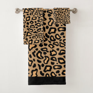 Retro Animal Print Leopard Bathroom Towels