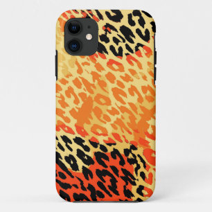 Retro animal print skin of leopard (black, orange) iPhone 11 case