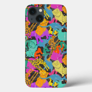 Retro Animal Silhouettes Pattern iPhone 13 Case
