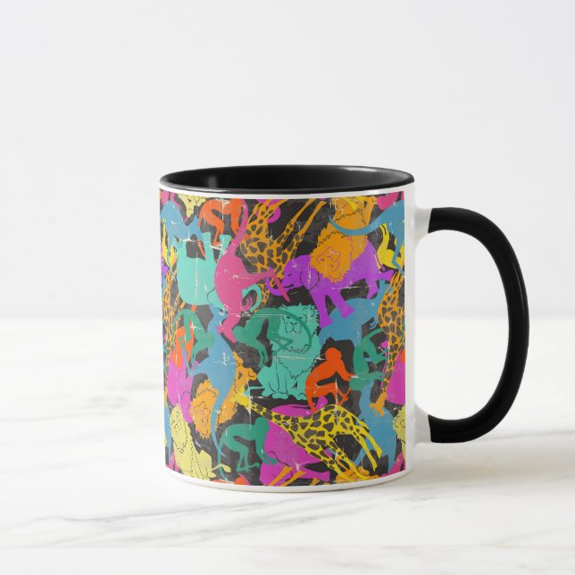 Retro Animal Silhouettes Pattern Mug (Right)